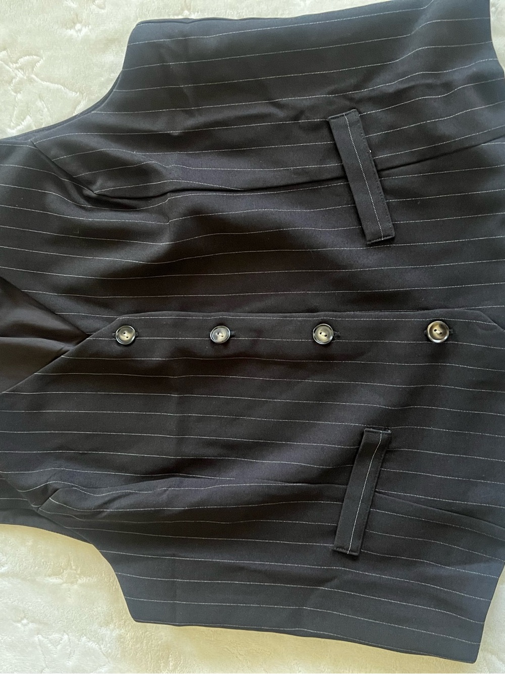 Black Pinstripe Double-Breasted Vest